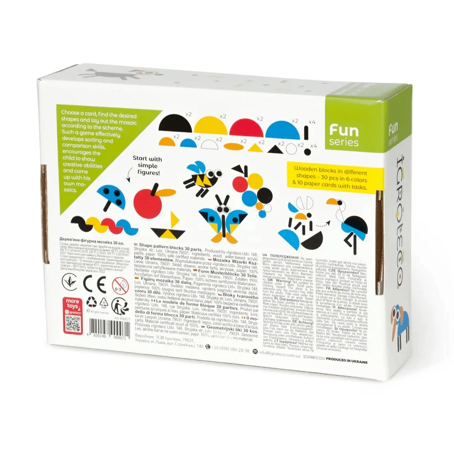 Geometric wooden blocks, 30 pieces