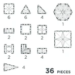 Set magnetic de construit Pastel 36 piese, Cleverclixx