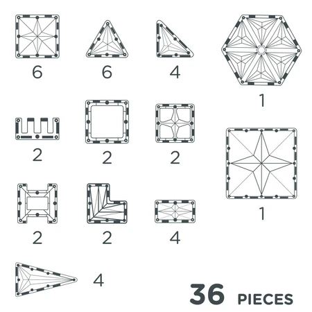 Set magnetic de construit Pastel 36 piese, Cleverclixx