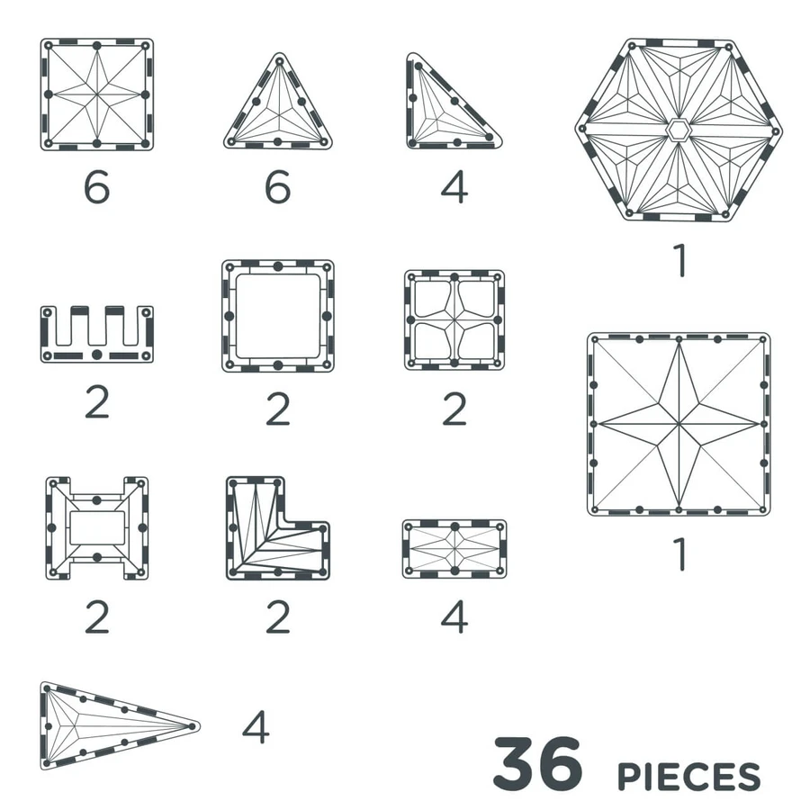 Set magnetic de construit Pastel 36 piese, Cleverclixx