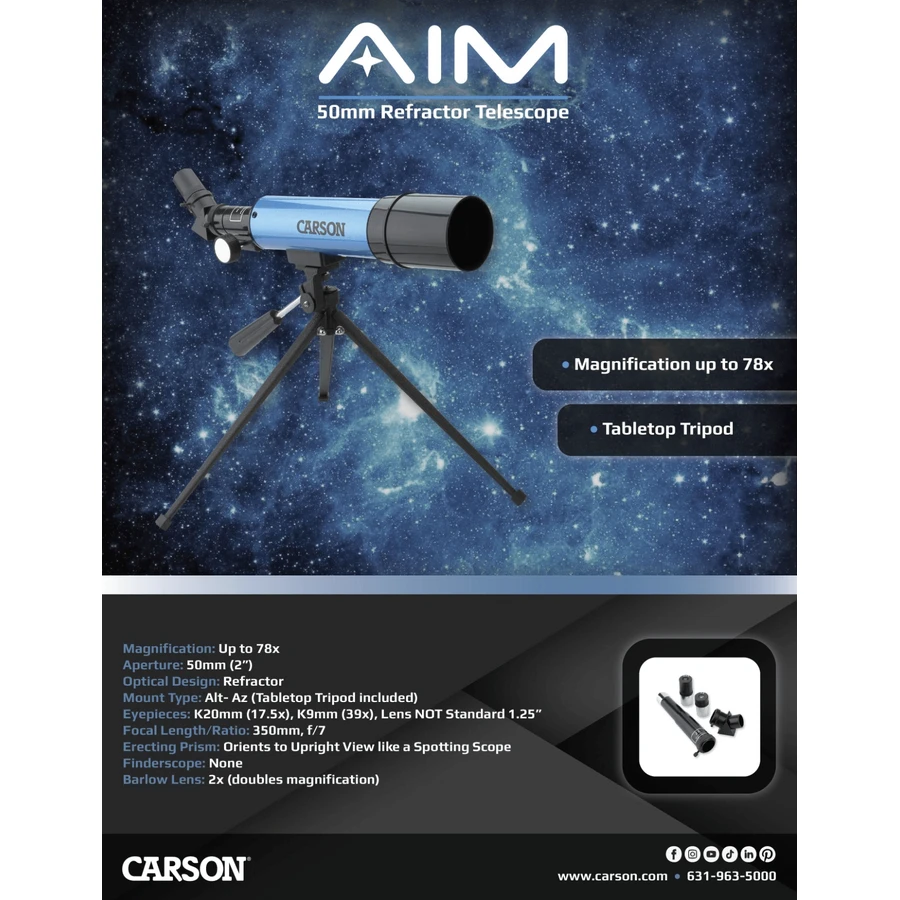 Telesco p 50mm Refraktor mit 20-80x Zoom und Massenstativ