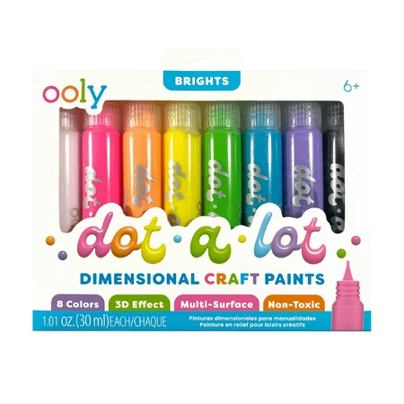 3D-Farbe für Punkttechnik - Dot-a-Lot, Set mit 8 Farben Brights