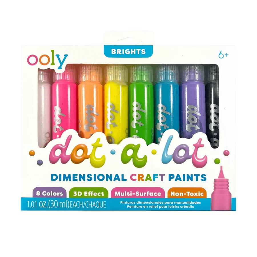 3D-Farbe für Punkttechnik - Dot-a-Lot, Set mit 8 Farben Brights