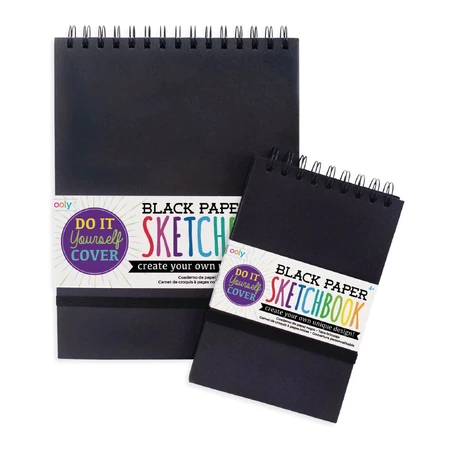 Sketchbook A5, black paper, 75 pages, 110 gr/mp, DIY cover