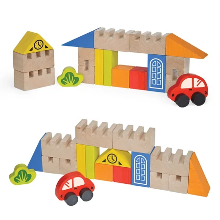 Juego de bloques de madera - Ciudad, 18 piezas