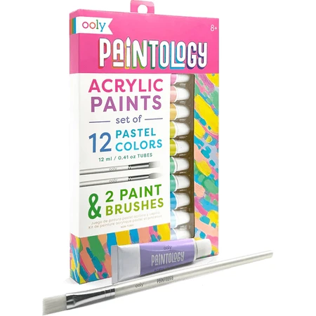 Estuche de pintura acrílica Paintology, 12 colores pastel y 2 pinceles