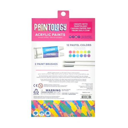 Estuche de pintura acrílica Paintology, 12 colores pastel y 2 pinceles