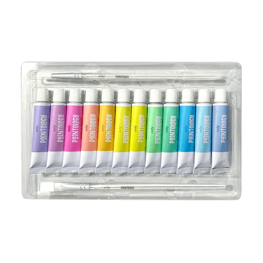 Estuche de pintura acrílica Paintology, 12 colores pastel y 2 pinceles