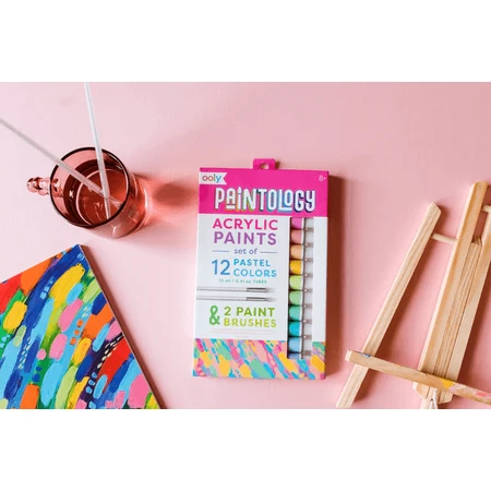 Estuche de pintura acrílica Paintology, 12 colores pastel y 2 pinceles