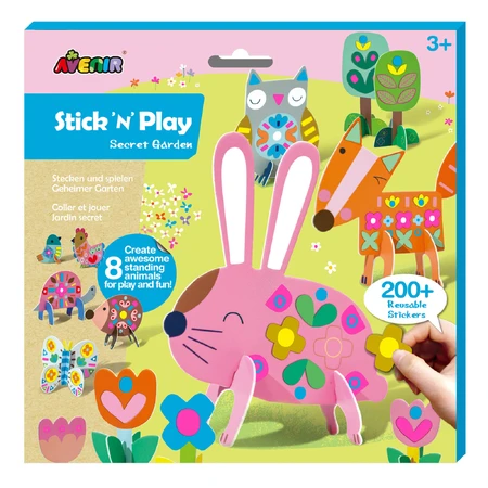 Juego creativo Stick'N'Play con escenas en 3D y pegatinas reposicionables - Jardín secreto