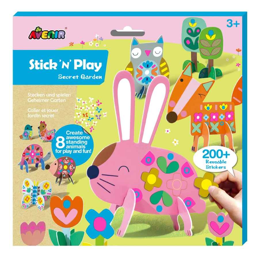 Juego creativo Stick'N'Play con escenas en 3D y pegatinas reposicionables - Jardín secreto