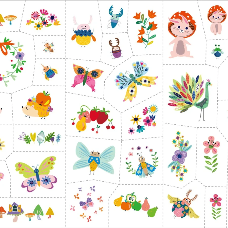 Stickers en gezicht tatoeage set - Fantastische Tuin