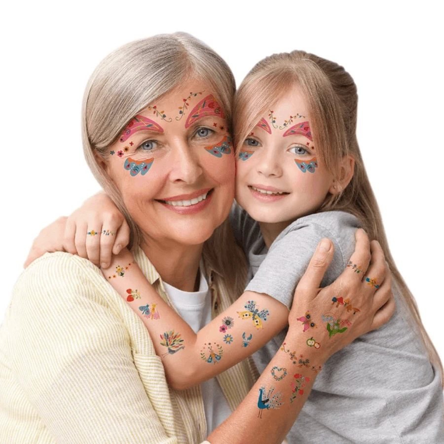Stickers en gezicht tatoeage set - Fantastische Tuin