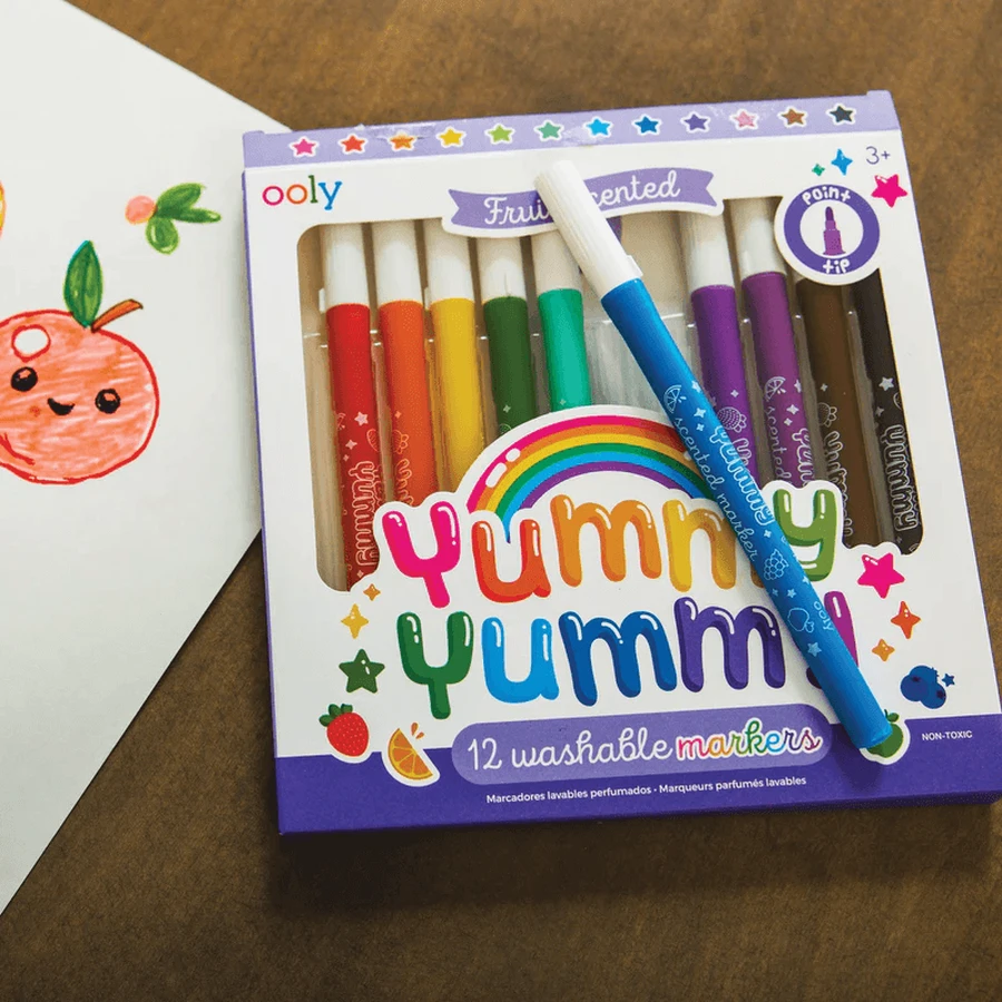 Yummy Yummy wasbare geparfumeerde krijtjes - Set van 12