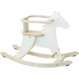 Wooden rocking horse with safety bar - ivory white - Vilac