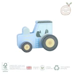 Duwspeelgoed Blauwe houten tractor, Oranje Boom Speelgoed