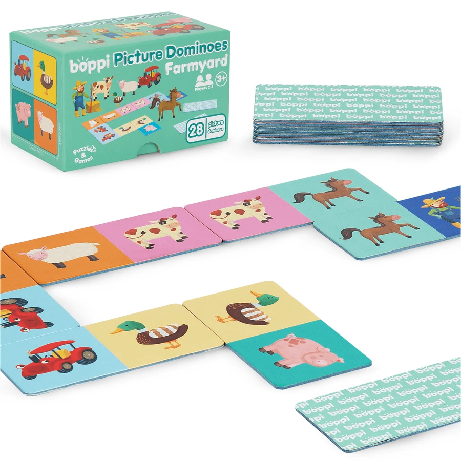 Dominó con dibujos Boppi, 28 piezas, Granja
