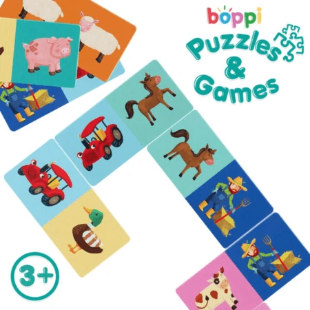 Dominó con dibujos Boppi, 28 piezas, Granja