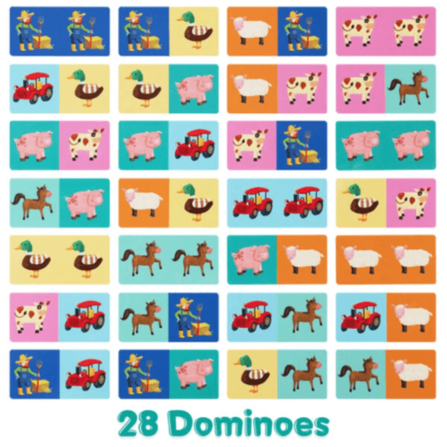 Dominó con dibujos Boppi, 28 piezas, Granja