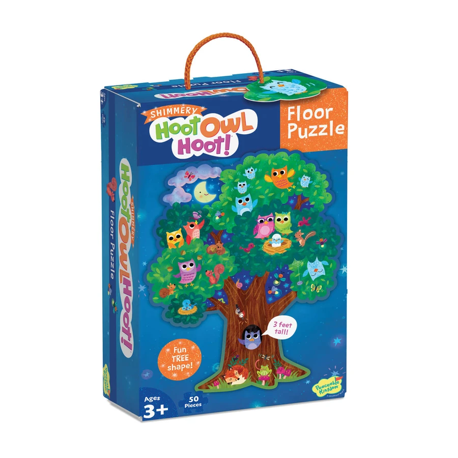 Hoot Owl Hoot, tree-shaped floor puzzle with owls