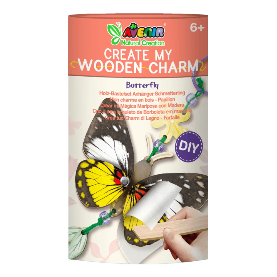 Set creativo de madera - Llavero Mariposa, colección Natural Creations