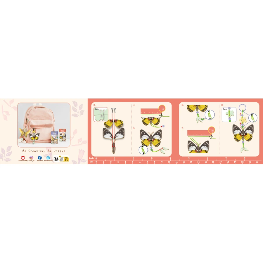 Set creativo de madera - Llavero Mariposa, colección Natural Creations