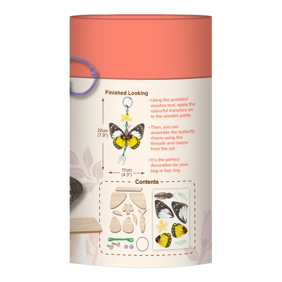 Set creativo de madera - Llavero Mariposa, colección Natural Creations
