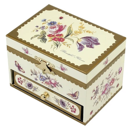 Muziekdoos met lade - Ballerina Bloemen - Trousselier