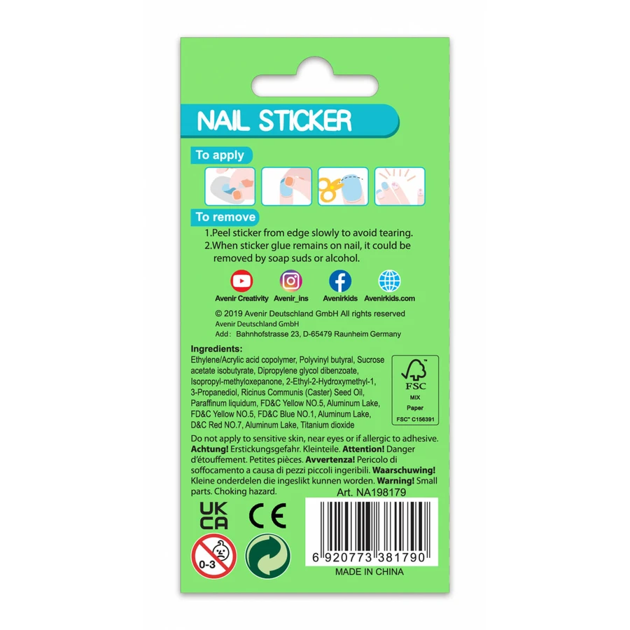 Phosphorescent nail stickers - glow in the dark - Space