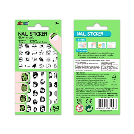Phosphorescent nail stickers - glow in the dark - Space