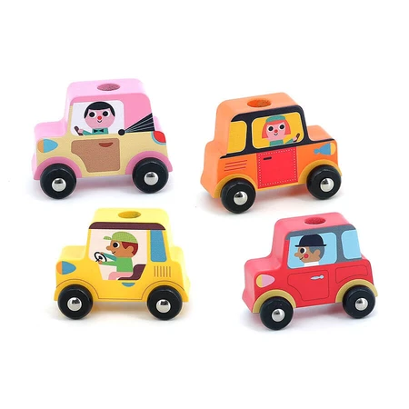 Truck with 4 cars - Wooden stacking toy - Vilac