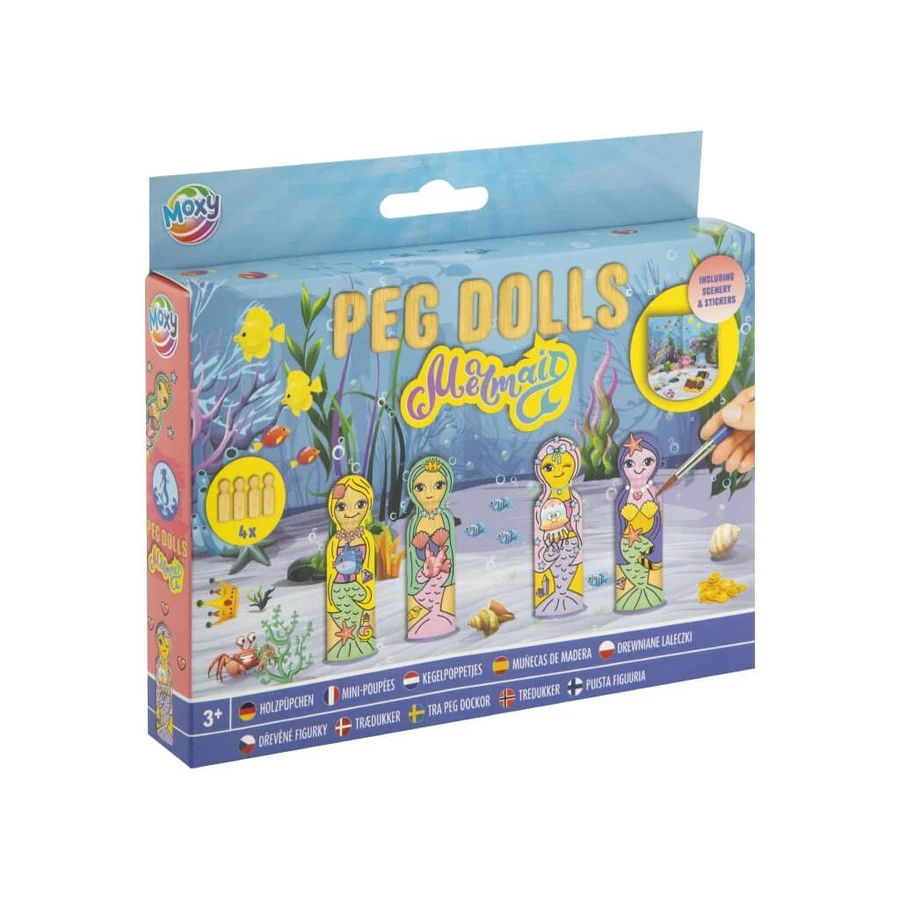 Kreatives DIY-Set, Holzfiguren, Peg Dolls, Meerjungfrauen