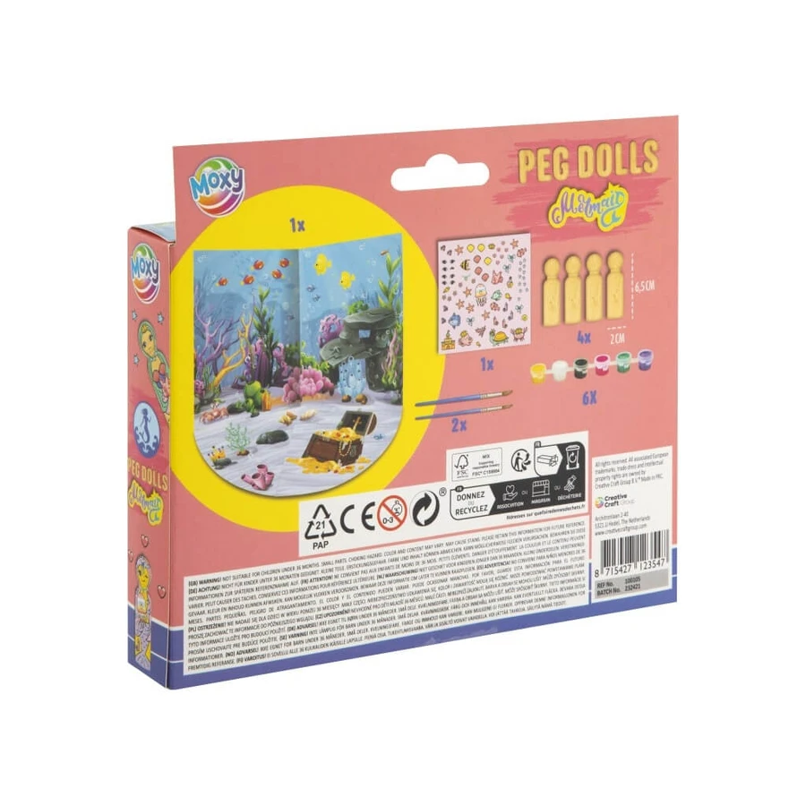 Kreatives DIY-Set, Holzfiguren, Peg Dolls, Meerjungfrauen