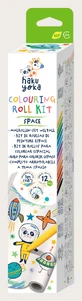 Juego de rodillos de dibujo autoadhesivos - 3 m y 12 lápices de colores, Space - Haku Yoka