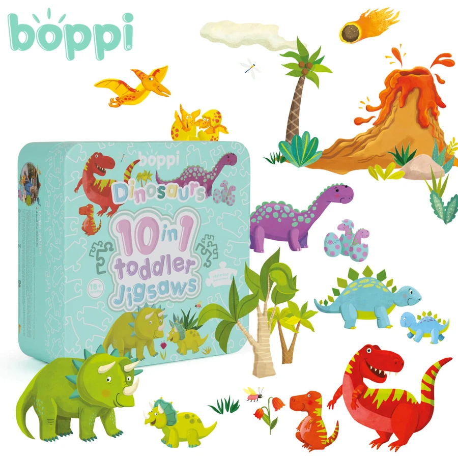 Puzzle progresivo infantil 10 en 1, Boppi - Dinosaurios