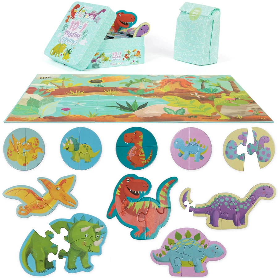 Puzzle progresivo infantil 10 en 1, Boppi - Dinosaurios