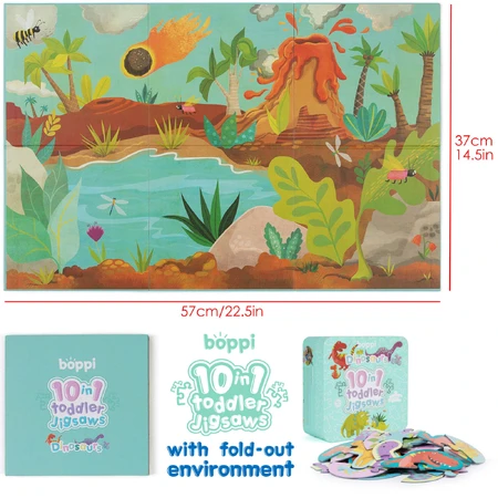 Puzzle progresivo infantil 10 en 1, Boppi - Dinosaurios