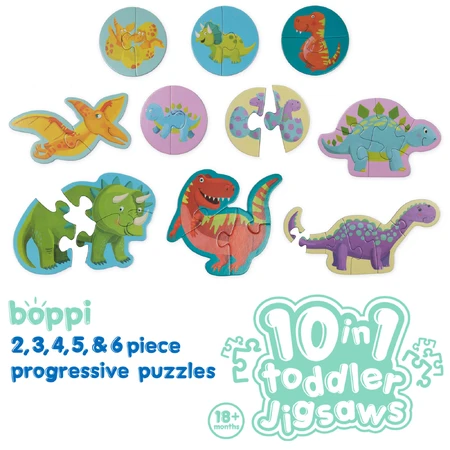 Puzzle progresivo infantil 10 en 1, Boppi - Dinosaurios