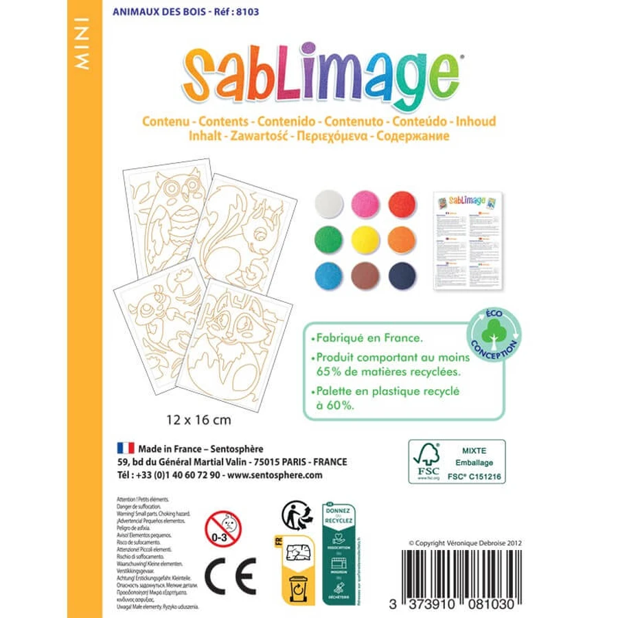 Kit de arena creativa - Mini Sablimage Animales del bosque - Sentosfera