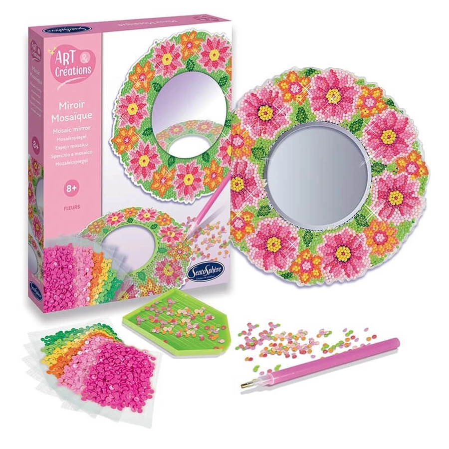 Kit creativo con diamantes / strass - Espejo mosaico flor - Sentosfera