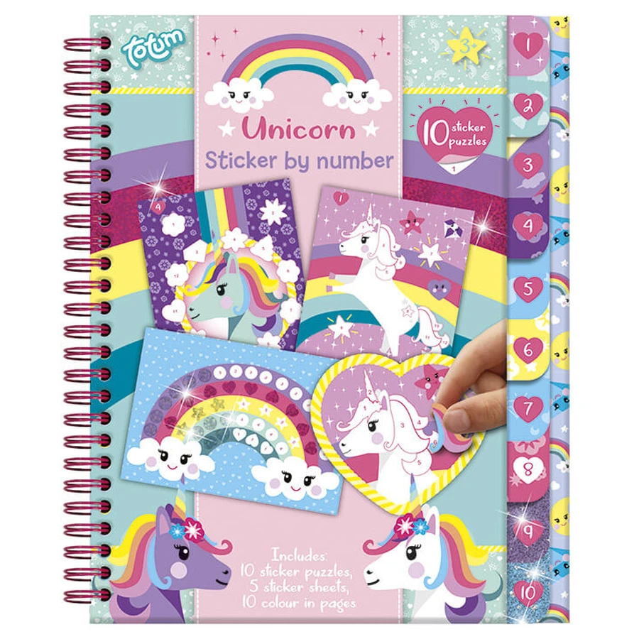 Creative unicorn stickers set, stick on numbers