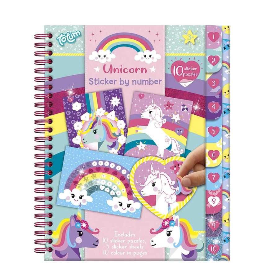 Creative unicorn stickers set, stick on numbers