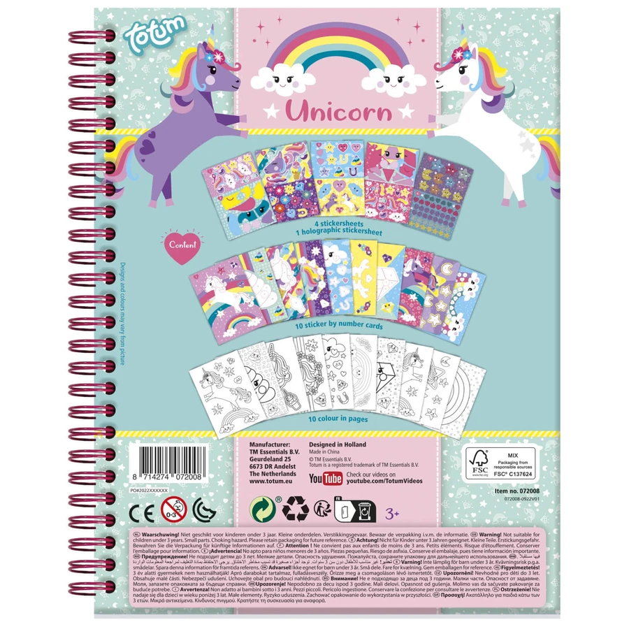 Creative unicorn stickers set, stick on numbers