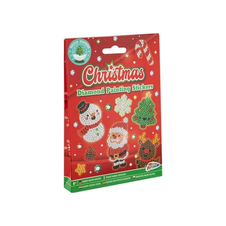 Set creativo con temática navideña, Crea 12 pegatinas navideñas con la técnica de pintura diamante