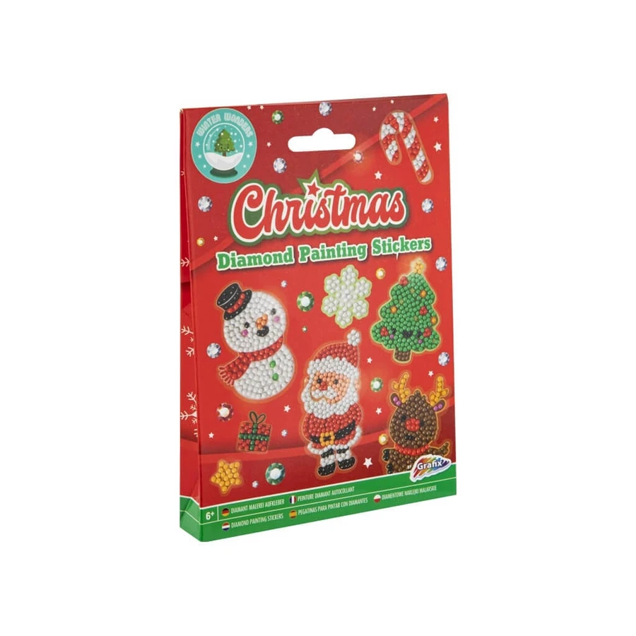 Set creativo con temática navideña, Crea 12 pegatinas navideñas con la técnica de pintura diamante
