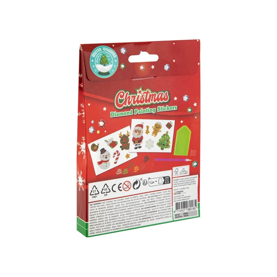 Set creativo con temática navideña, Crea 12 pegatinas navideñas con la técnica de pintura diamante