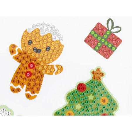 Set creativo con temática navideña, Crea 12 pegatinas navideñas con la técnica de pintura diamante