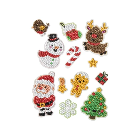 Set creativo con temática navideña, Crea 12 pegatinas navideñas con la técnica de pintura diamante