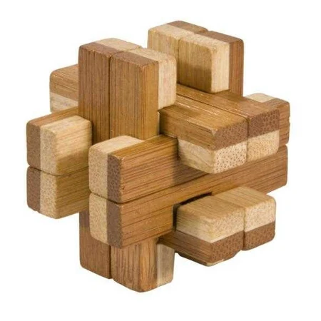 Logic game IQ in bamboo wood in metal box-8