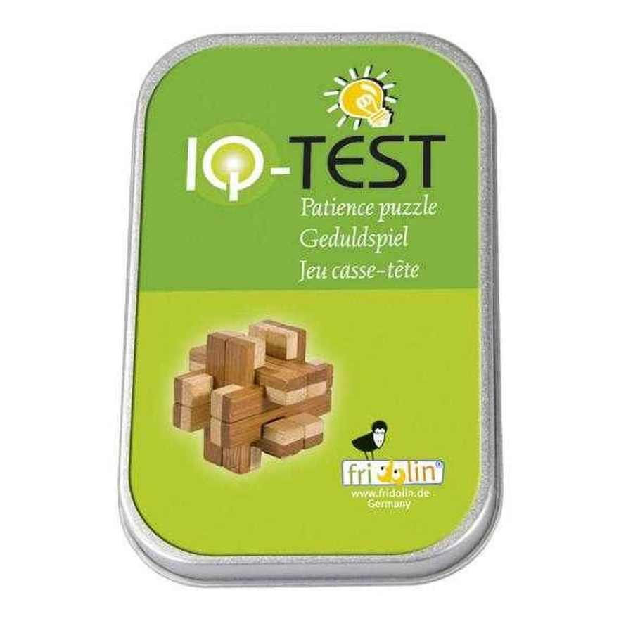 Logic game IQ in bamboo wood in metal box-8